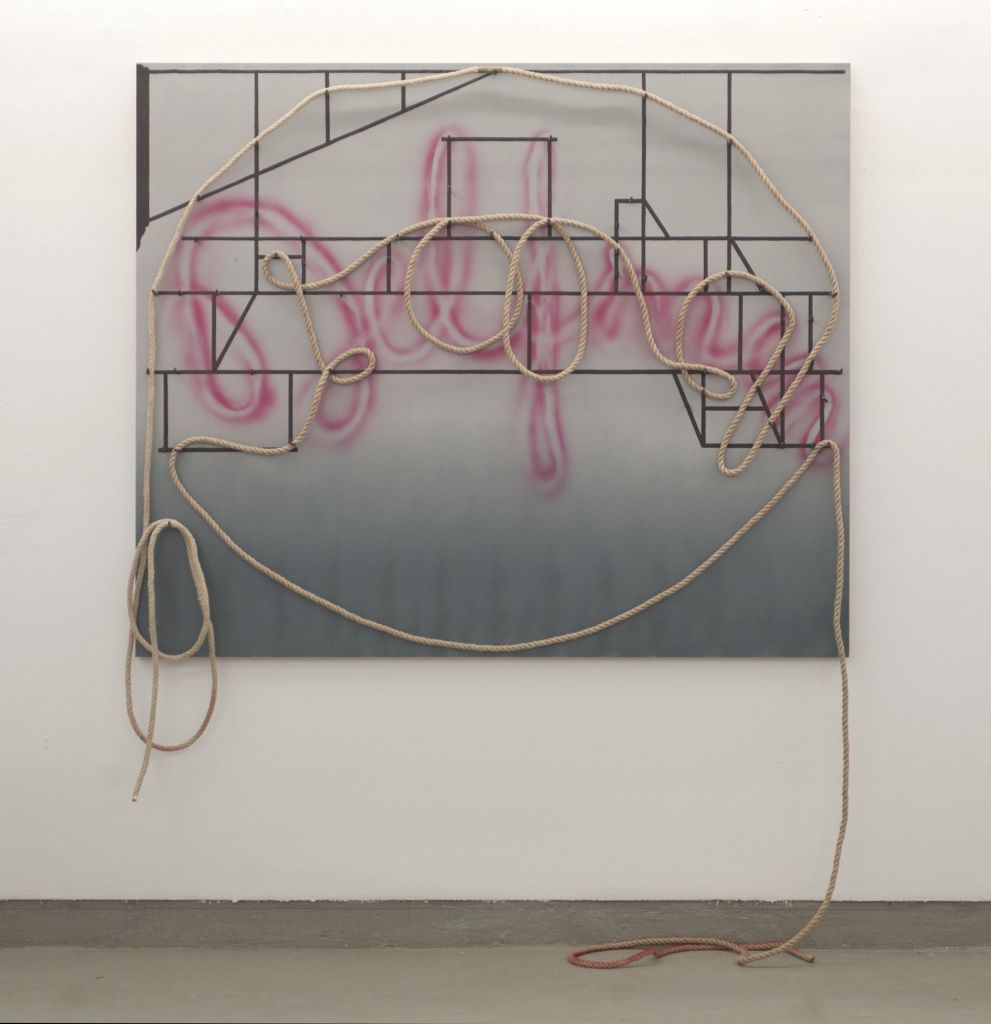 Marie Søndergaard Lolk, 2011. Untitled. Acrylic, rope, and nails on board, 122x146 cm (2)